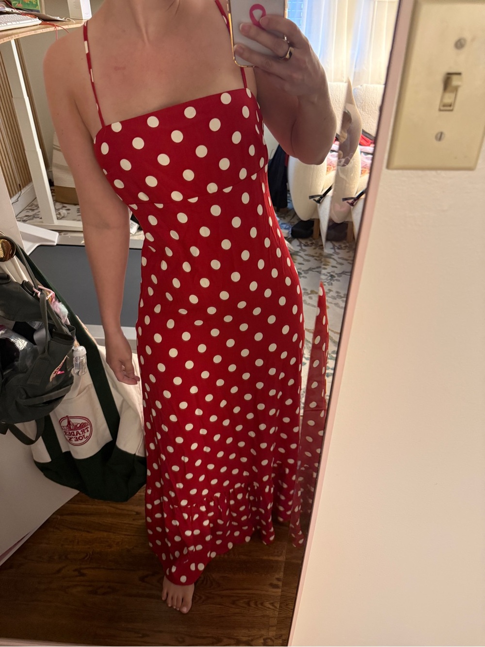a new day Red and White Polka Dot Maxi Dress
